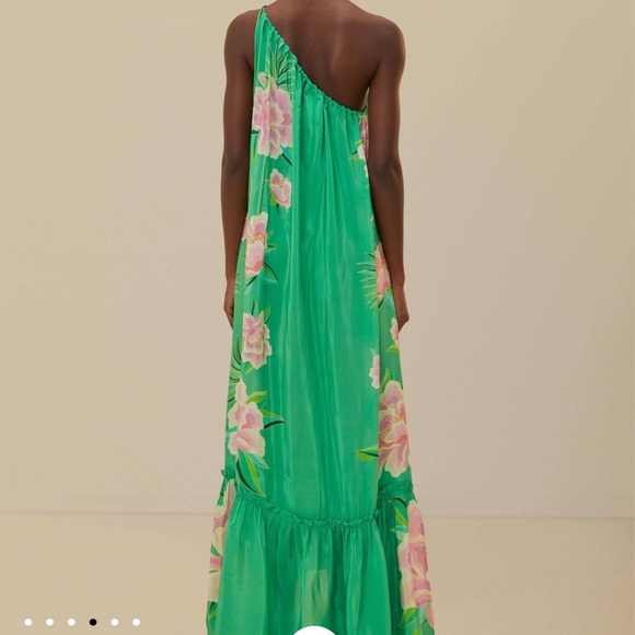 Farm Rio Floral Vibing Satin Maxi Dress M - Picture 3 of 11